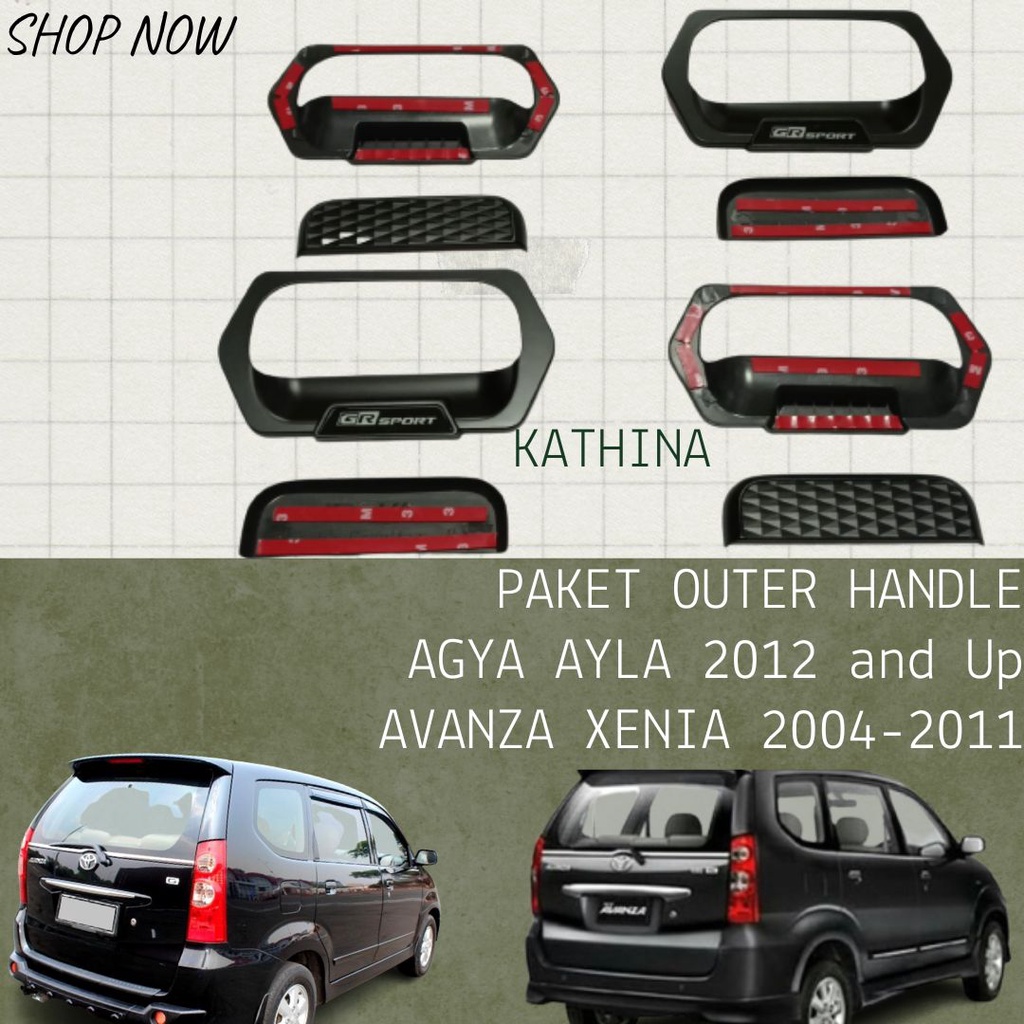 Paket Outer Handle Pintu Mobil Agya Ayla 2012-2022 GR Sport Hitam