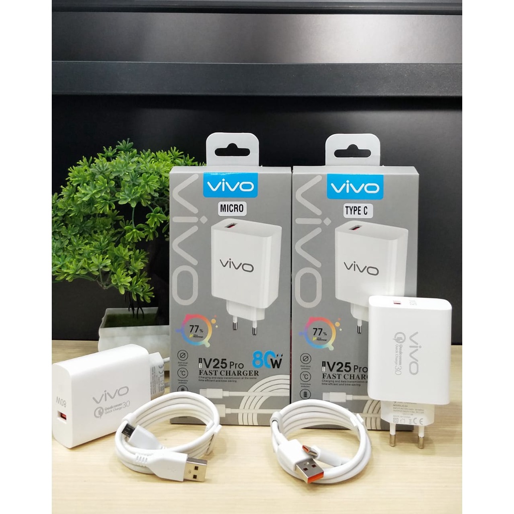 Charger TC Casan Vivo V25PRO Batok Panjang Fash Charging Tc / Travel Charger Vivo X70 Original Support Fast Micro &amp; Type-c USB