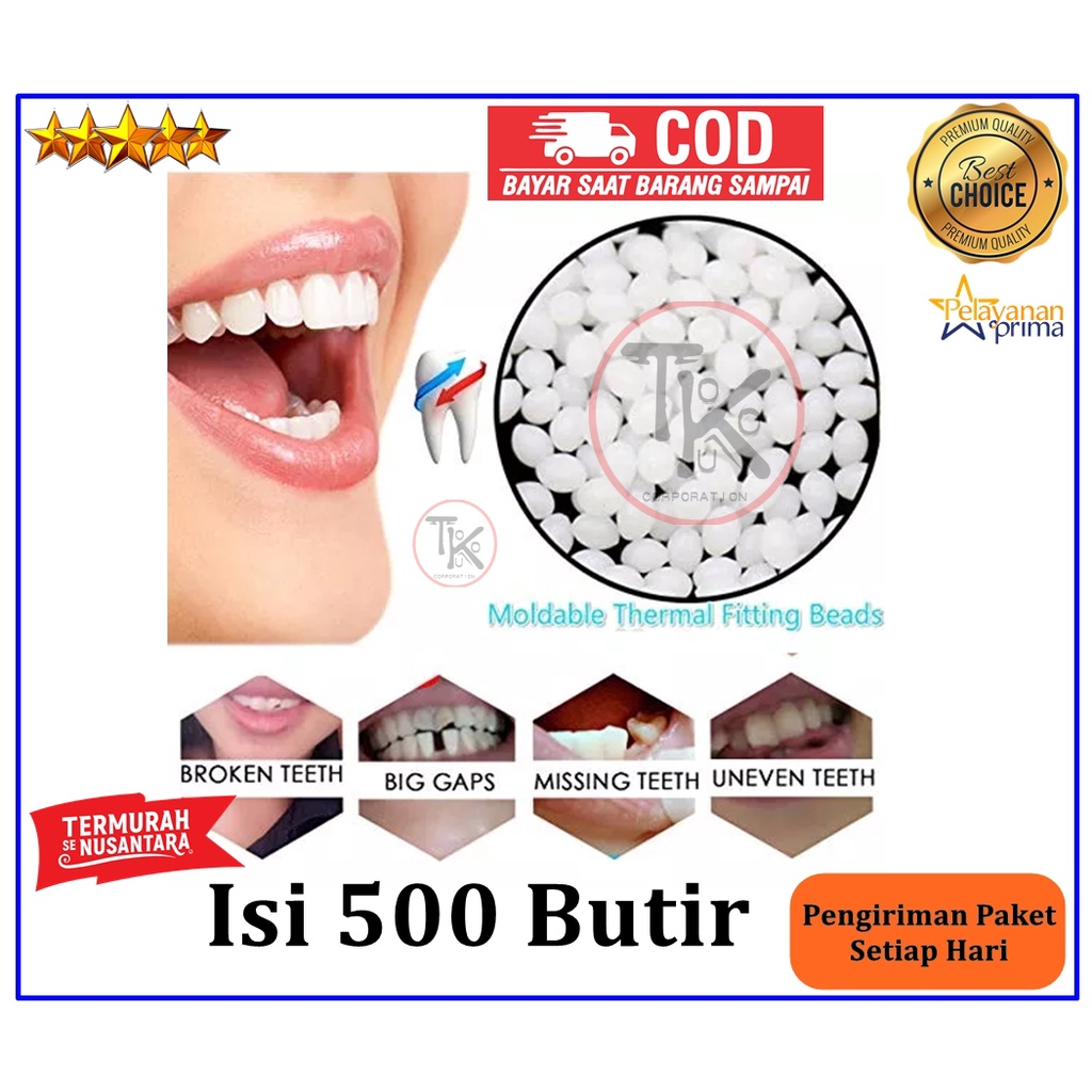 500 Butir Penambal Gigi Berlubang Tambal Gigi Patah Berlubang Ompong Renggang Tambal Gigi Berlubang 