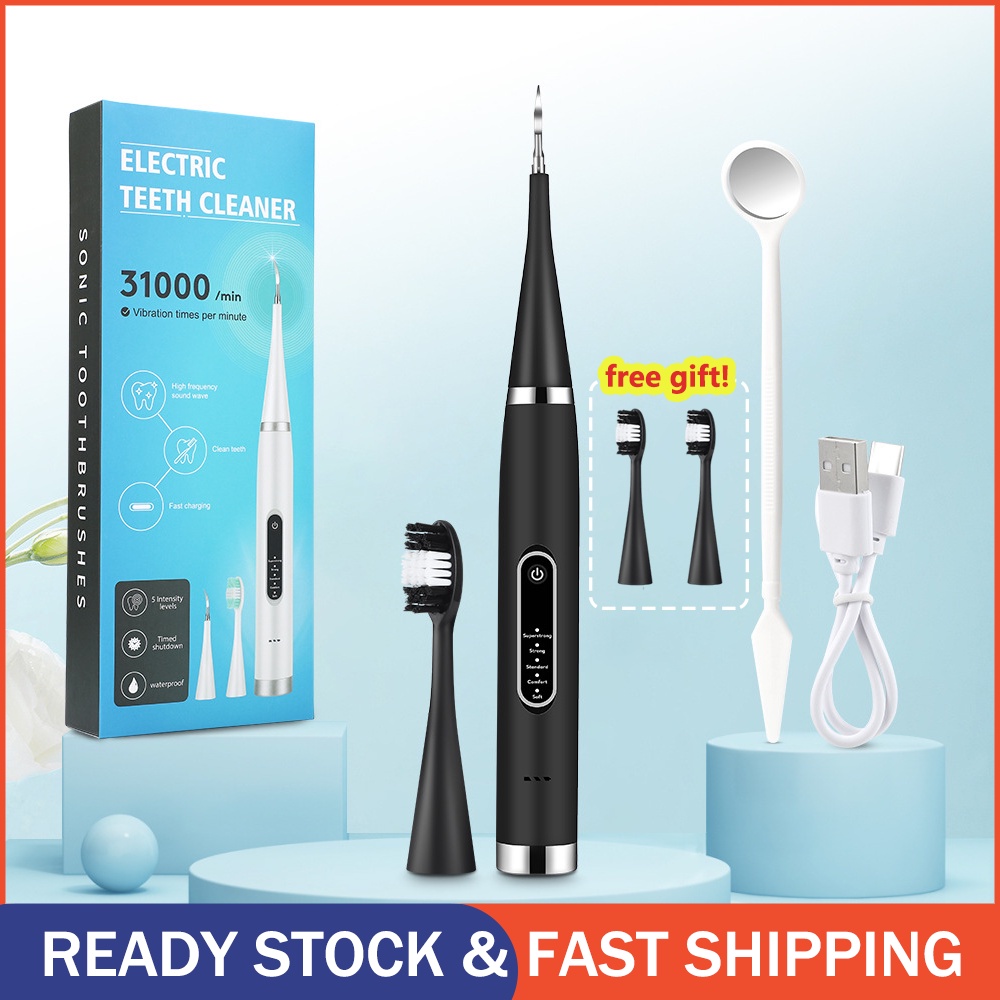 Dental Scaler Electric Ultrasonic Toothbrush Portable 2 IN 1 / Alat Pembersih Plak Gigi / Alat Pembersih Karang Gigi Penghilang Plak Elektrik / Tartar Remover Tool / Tooth Cleaner IPX6 Waterproof