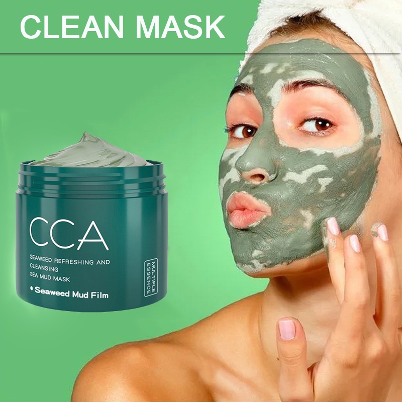 Seaweed mud mask,clay mask/lumpur rumput laut Masker penghilang komedo Masker pembersih 150g Menyerap minyak dan melembabkan kulit Seaweed Cleansing Mask