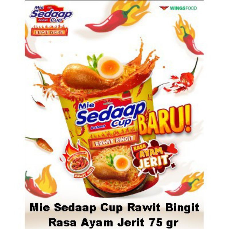 

Mie Sedap Cup Rasa Ayam Jerit Rawit Bingit 75 gr - Mie Sedaap
