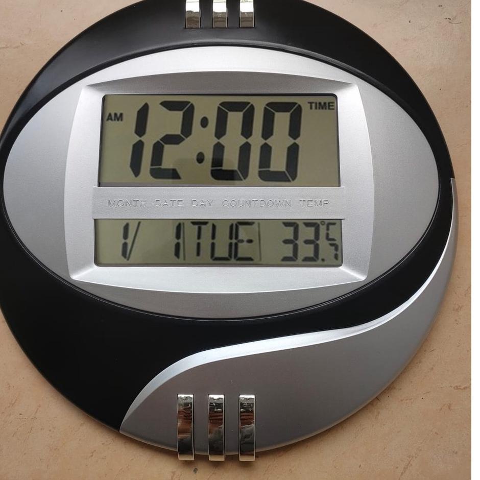 ➱ Jam Dinding Digital Esa 3885 / 3806T - Jam Dinding Digital Bulat - Fitur Lengkap ✼