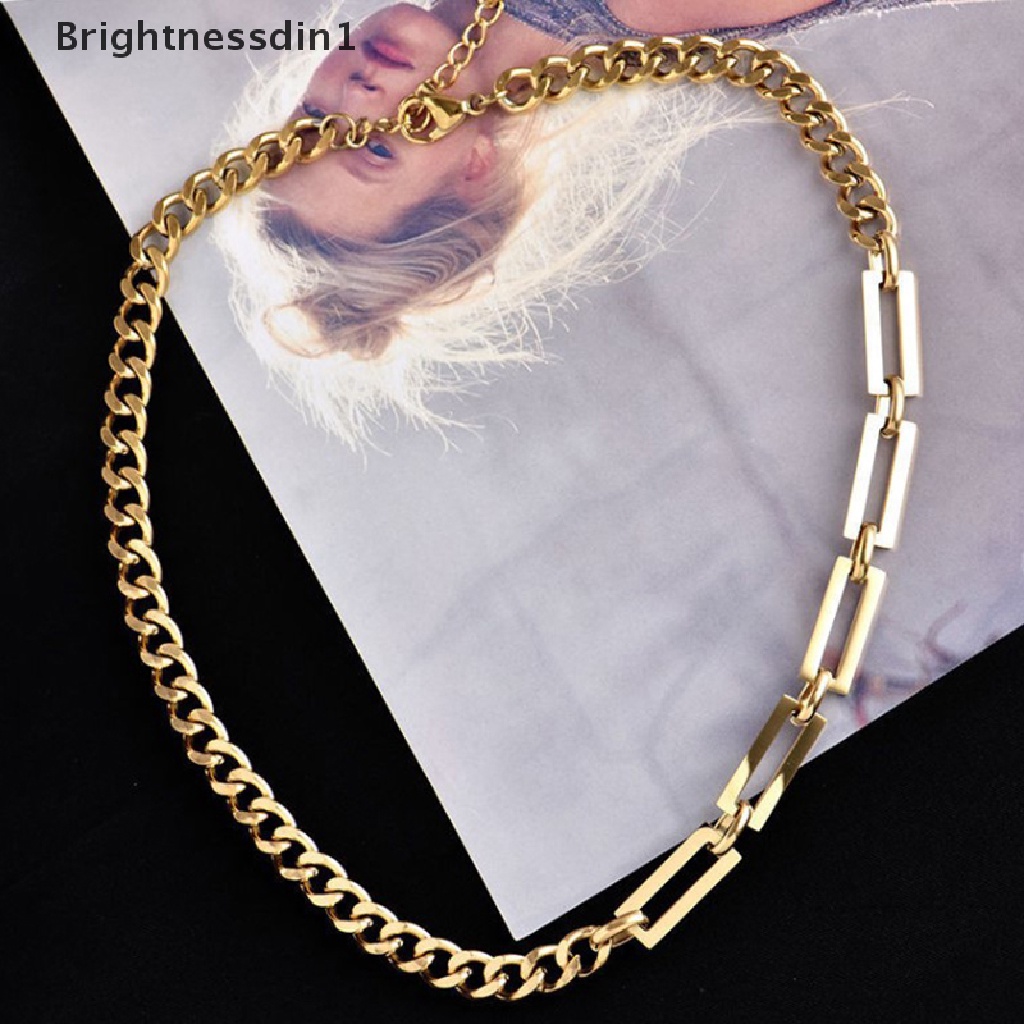 [Brightnessdin1] 316l Stainless Steel Baru Trendi Warna Emas Kuba Rantai Pesona Kalung Wanita Pria Hip Hop Stainless Steel Kuba Minimalis Butik