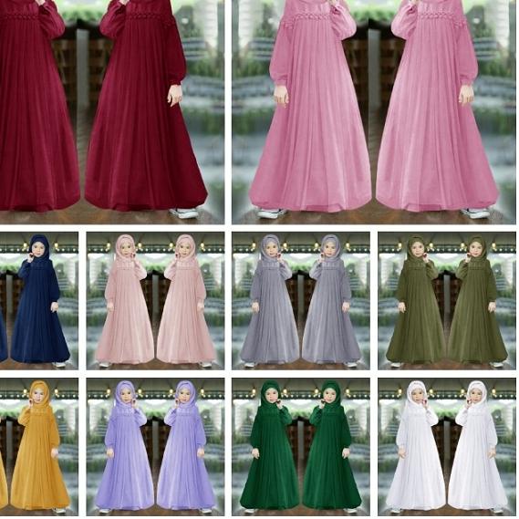 ☟ GAMIS MUSLIM MURAH ANAK PEREMPUAN DRESS PANJANG KID NURAINI BROKAT TILE CANTIK RENDA IMPORT TERBAR