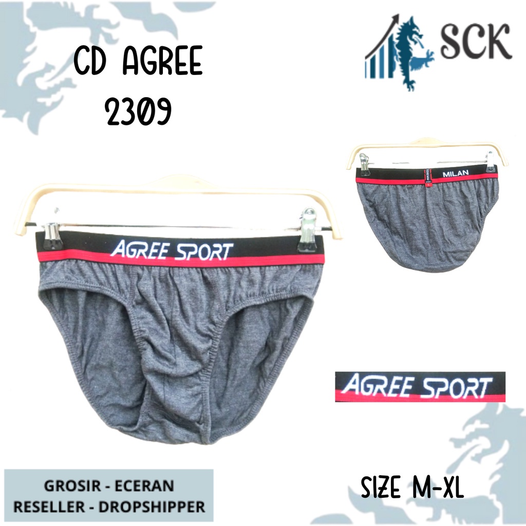 [ISI 3] CD Pria AGREE 2309 Sport / Celana Dalam Pinggan Karet Model Boxer / Pakaian Dalam Cowok - sckmenwear GROSIR