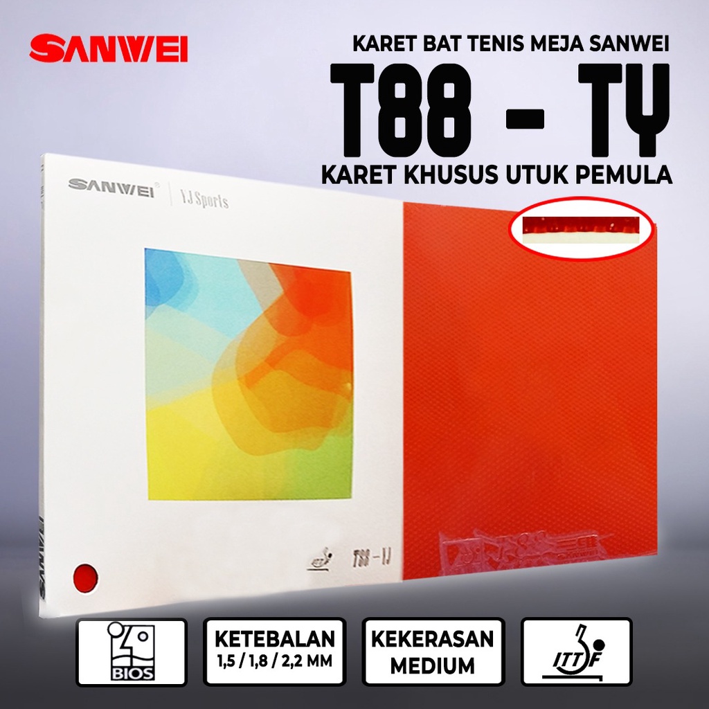 KARET BAT TENIS MEJA PINGPONG SANWEI T88 YJ KARET SEMI LENGKET TACKY