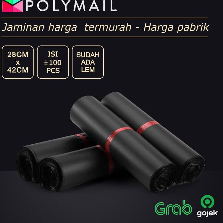 

trxNn4N8 POLYMAILER ±100PCS 28x42CM HITAM SUPER EKONOMIS PLASTIK POLYMAILER ECO BLACK