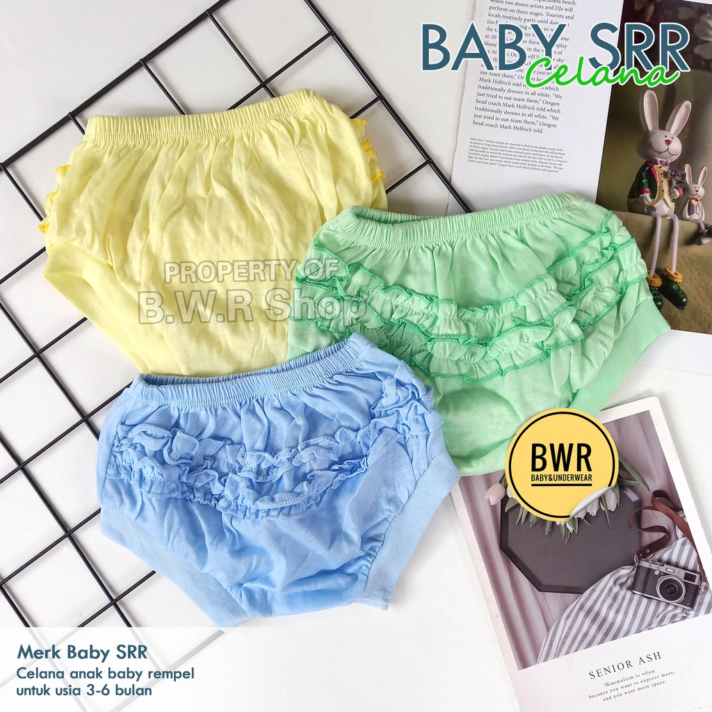 [ 3pc ] Celana Pop Baby SRR Rempel / Celana Bayi Usia 3-6 Bulan Lubang Kaki Bulat | Bwr