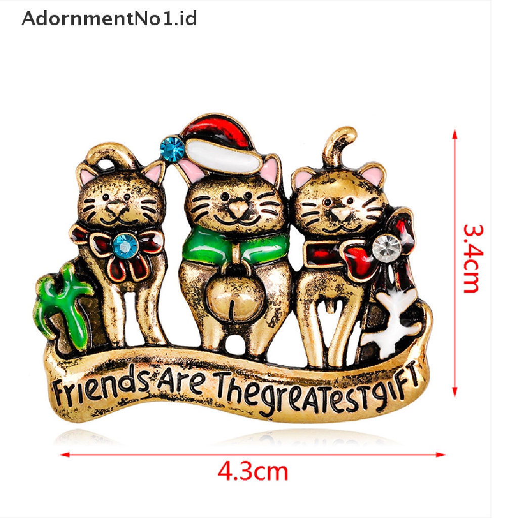 [AdornmentNo1] Kartun 3kucing Natal Bros Pin Lucu Hewan Kucing Bros Perhiasan Hadiah [ID]