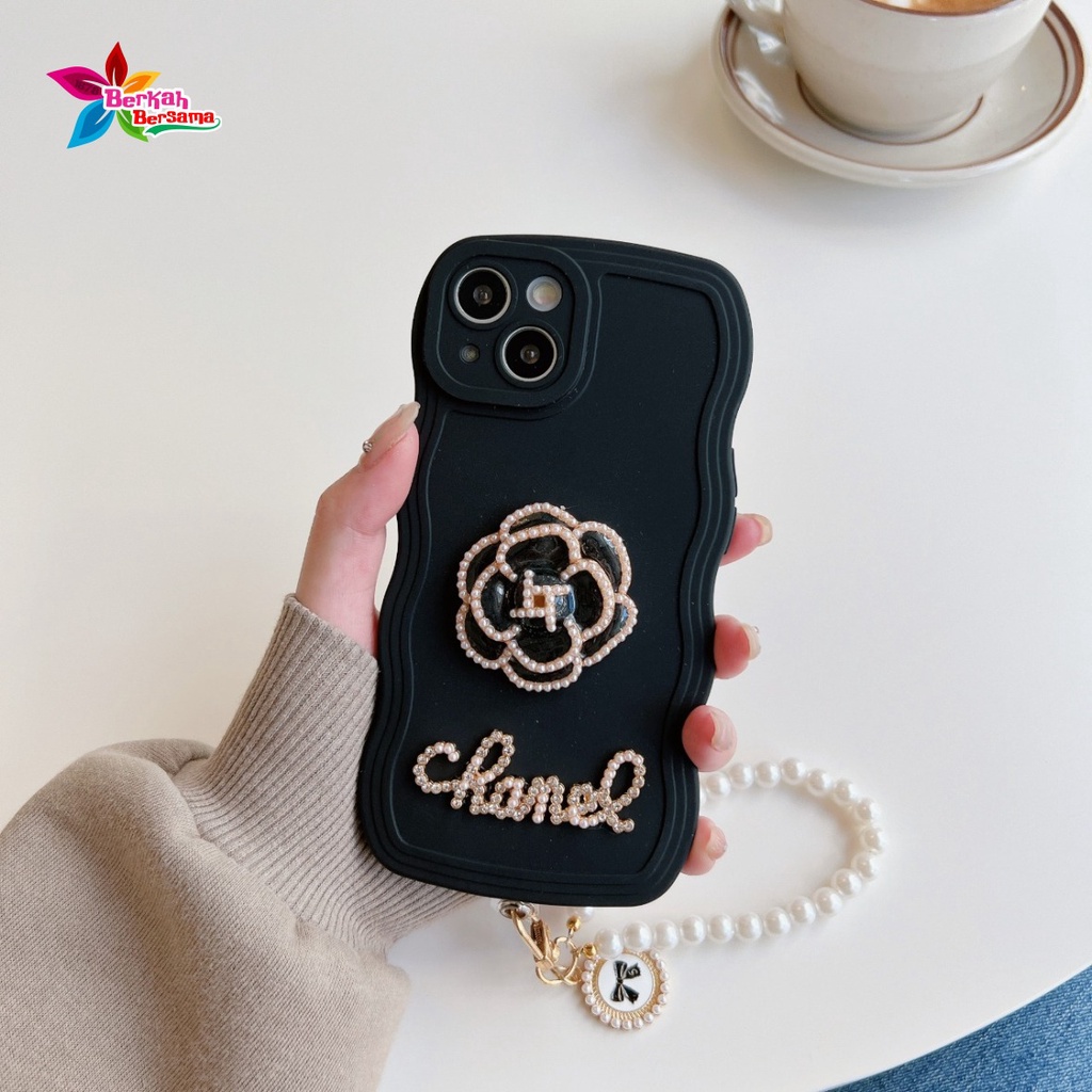 GC13 SOFTCASE WAVY FLOWER 3D LANYARD FOR IPHONE 6 6+ 7 8 SE 2020 7+ 8+ X XS XR XS MAX 11 12 13 14 PLUS PRO MAX BB7706