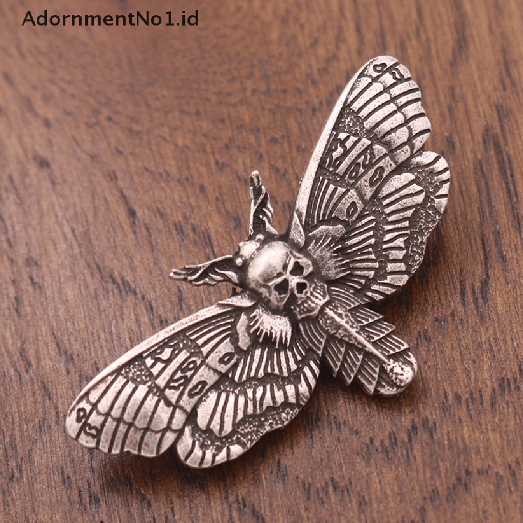 [AdornmentNo1] Nostalgia Tengkorak Ngengat Bros Deathshead Moth Butterfly Brooch Perhiasan Aksesori [ID]