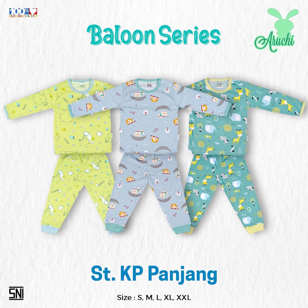 PROMO 11.11 Aruchi  setelan PIYAMA anak baju+celana PANJANG BAJU ANAK CHEETAH / BALOON / BAJU BAYI S M L XL XXL SNI