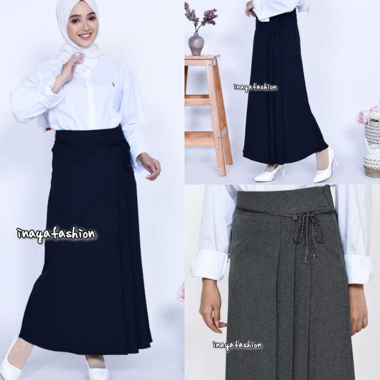 Booming Rok Kerja Panjang Rempel A / Rok Plisket Hitam / Rok Panjang Hitam Kantor / Rok Wanita Premi