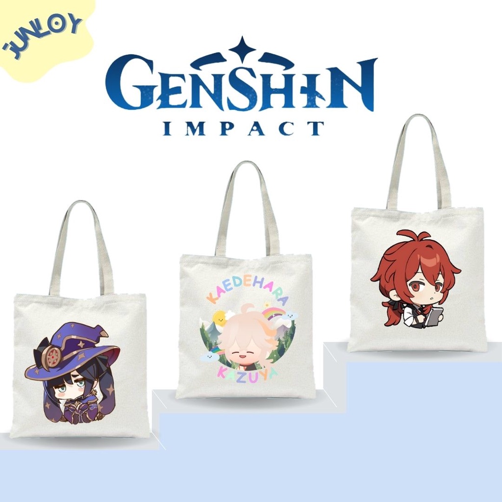 Tote Bag genshin impact 2 / games china kartun lucu / tas kaedehara cute terbaru / venti / zhongli /