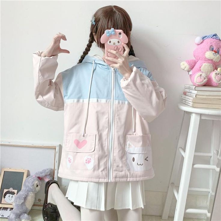 Jacket Hoodie CATTIE POCKIE ZIPPER Wanita Outerwear Style Korean Kekinian Look Santai Lucu