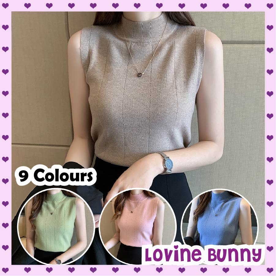TANK TOP TURTLE NECK MODEL KOREA / INNER RAJUT / TANK TOP KNIT / TURTLE NECK RAJUT / ATASAN WANITA R