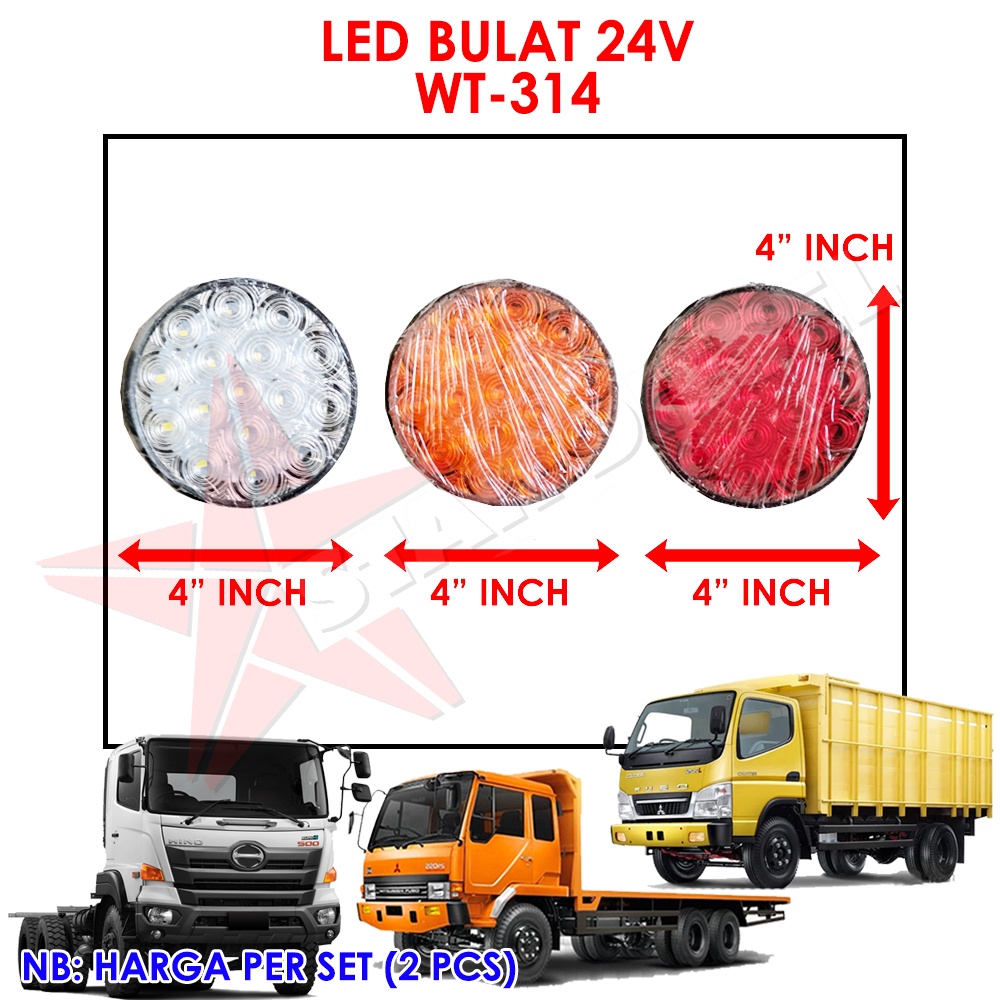 BOLA STOP LED LAMPU MUNDUR TRUK CANTER DNY-500 24V STOPLAMP BULAT TRUK HINO FUSO UNIVERSAL