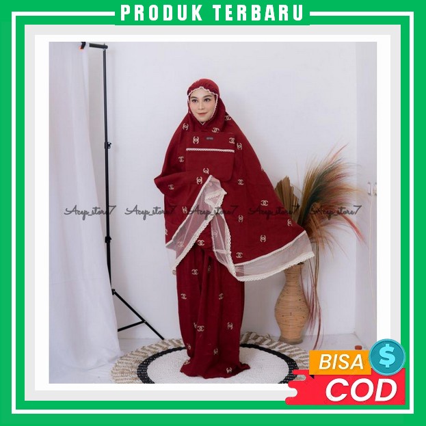 Mukena Dewasa Motif Alluna Mukenah Traveling Daily 2In1 Satin Maxmara Silk Premium By Mukena_Kaira M