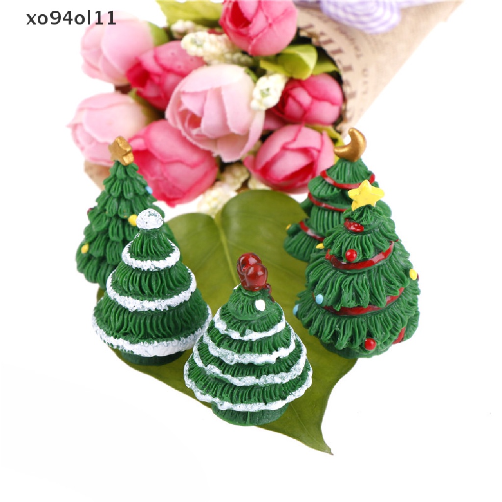 Xo 2pcs Patung Miniatur Pohon Natal Dekorasi Taman Rumah Boneka Lanskap Mikro OL