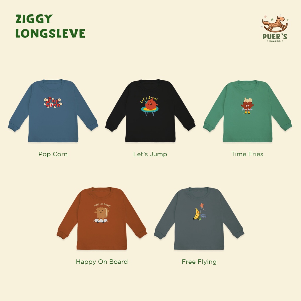 KAOS LENGAN PANJANG BAYI DAN ANAK PUER'S ZIGGY TEE