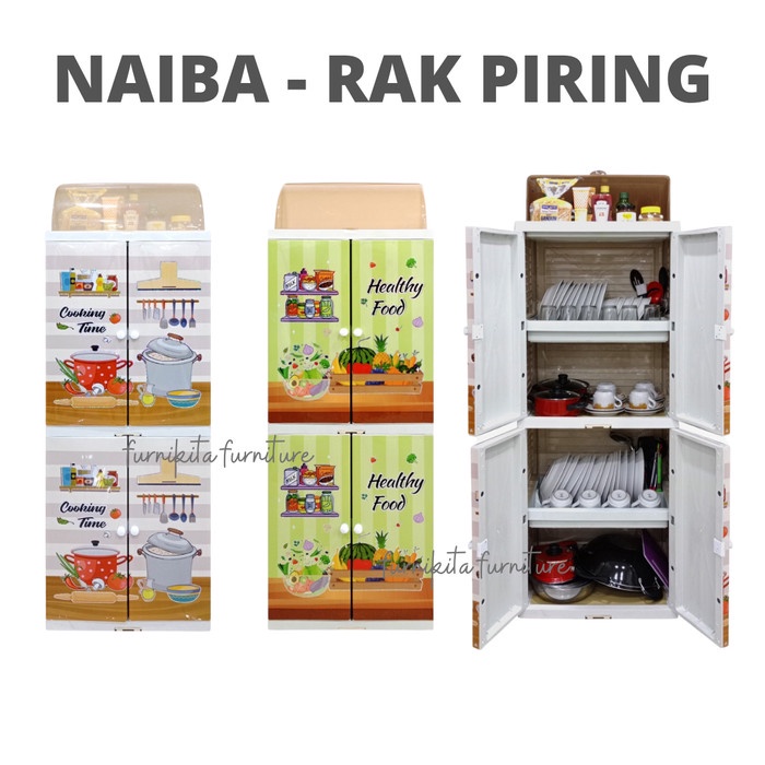 [Rak ] Naiba - Rak Piring Plastik Susun 4 Tempat Penyimpanan Makanan Minidish [Dapur]