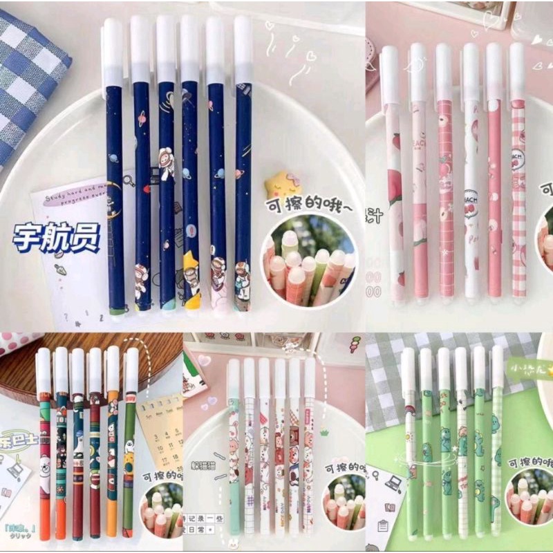 JM Pulpen Hapus Erasable Pen Bolpen Hapus Motif Karakter Pen Hapus Tinta Hitam / Pulpen Gel Tinta Bisa Dihapus Bolpoin Gel Bisa Dihapus Lucu / Ballpoint Lucu