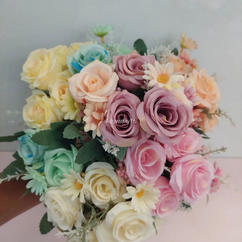 1 LUSIN BUNGA MAWAR PALSU ARTIFICIAL WEDDING HIAS