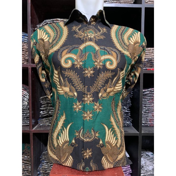 Artonesia Batik Pria Lengan Panjang motif Ionmen Hijau size M L XL XXL Reguler