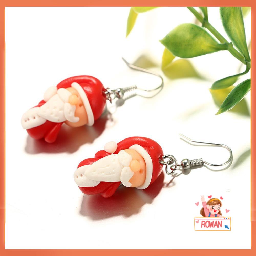 R-flower 1pasang Anting Natal Fashion Indah Kait Perhiasan Menjuntai Clay Polimer