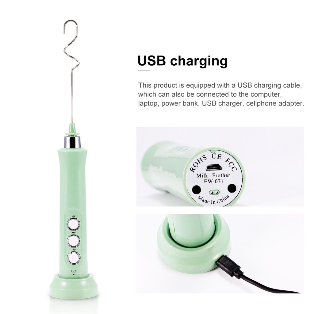Rechargeable Electric Whisk Agitator Kocokan Otomatis Pengaduk Creamer
