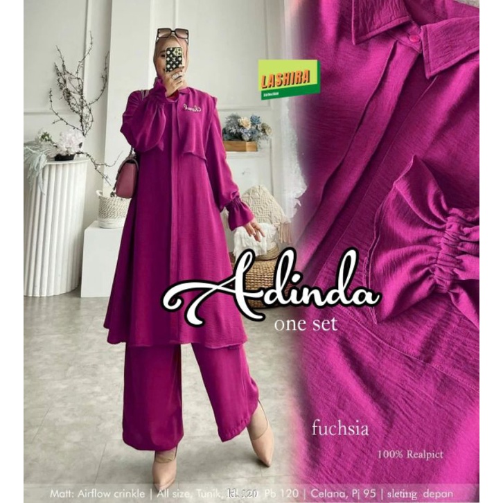 Adinda set setelan long tunik kulot crinkle jumbo ld 120 xxl