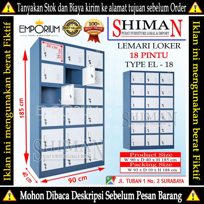 

Terlaris Lemari Cabinet Loker 18 Pintu Plat Besi Emporium El - 18