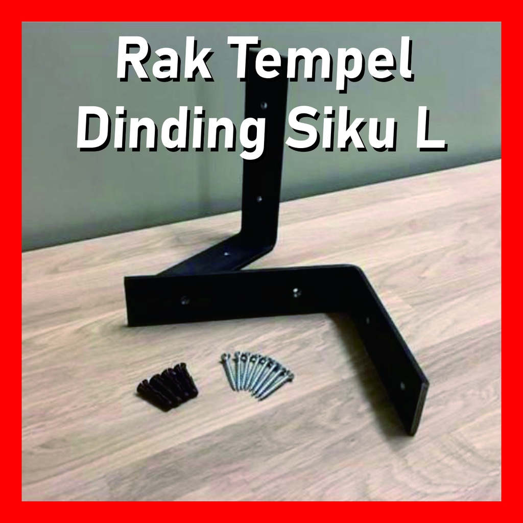 Rak Tempel Dinding Siku Besi L Penopang Rak Papan Kayu