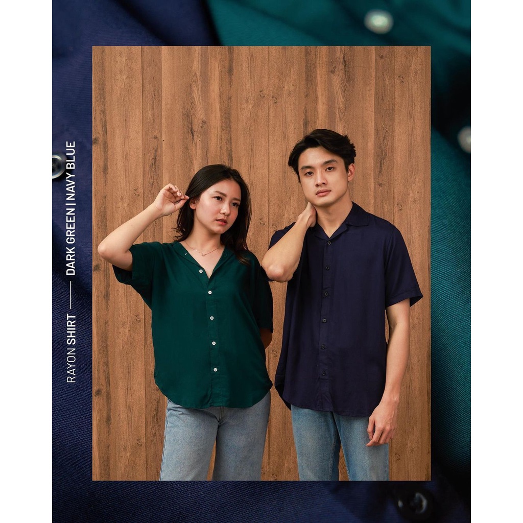 Kemeja Polos Lengan Pendek Unisex Rayon Shirt Premium MetGold