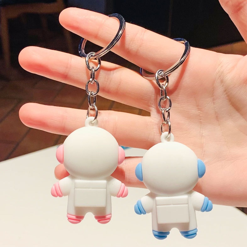 Kreatif Lucu Kartun Lembut PVC Astronot DIY Gantungan Kunci Spaceman Gantungan Kunci Mobil Pasangan Ransel Liontin Keychain Aksesoris