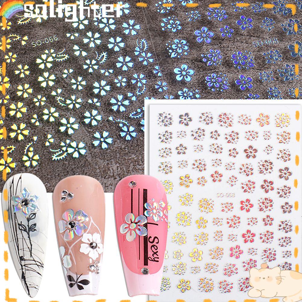 Stiker Kuku SOLIGHTER Bunga Baru DIY Manicure Laser