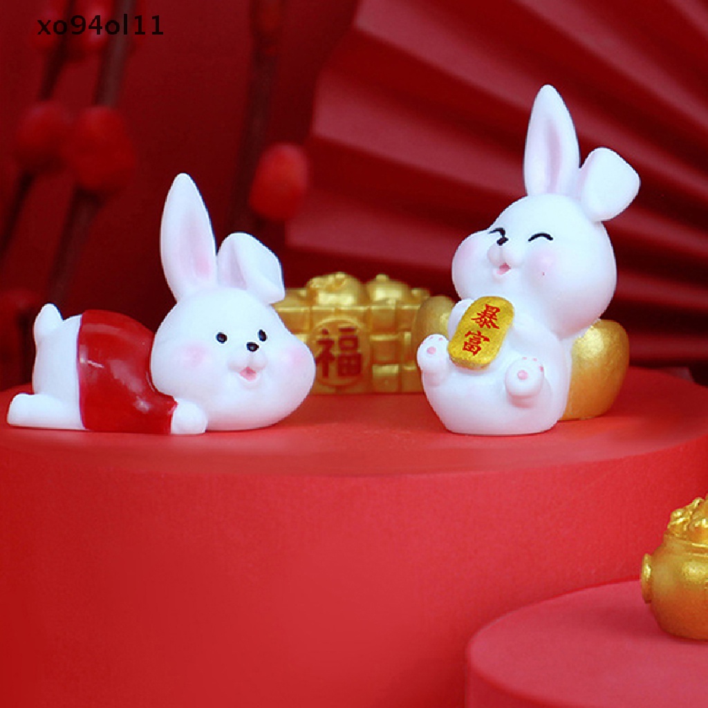 Xo 1Pc Lucu Tahun Kelinci Maskot Lucky Rabbit Micro Landscape Resin Kerajinan OL