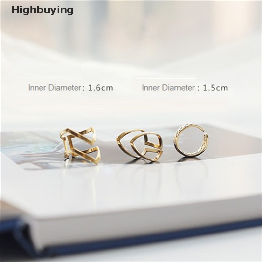 Hbid Aksesoris Fashion Perhiasan New Punk Cuff Finger Ring 3pcs/set Hadiah Untuk Wanita Glory