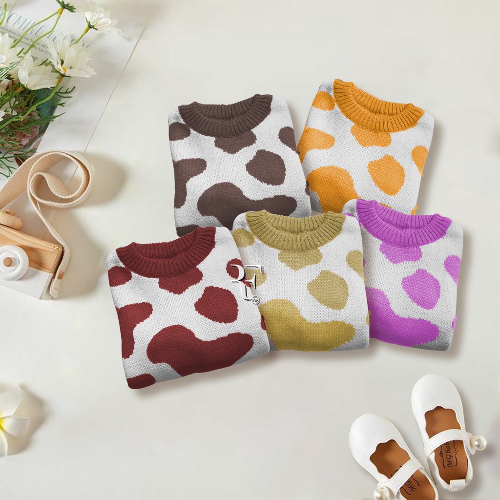 SWEATER PREMIUM MOTIF COW BLOUSE RAJUT ANAK USIA 1-6th