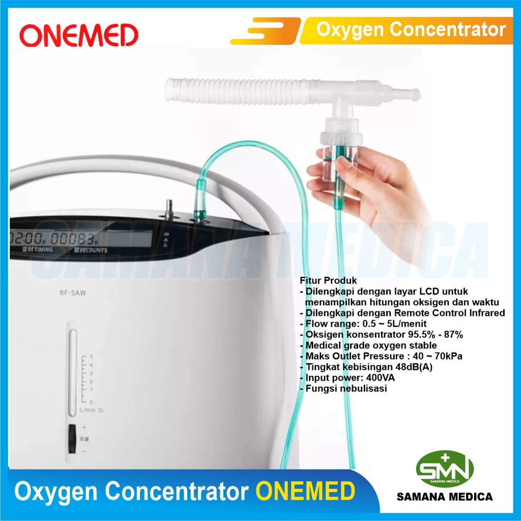 Oxygen Concentrator ONEMED 8F-5AW Mesin Penghasil Oksigen - Alat Pengubah Udara Menjadi Oksigen