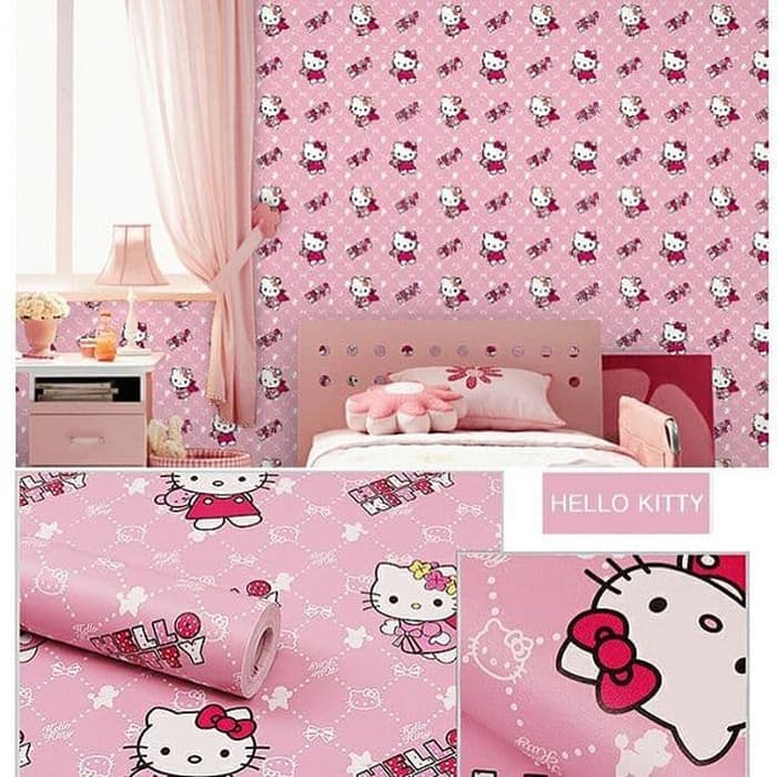 Wallpaper Stiker Dinding Hello Kitty Peri 45cm x 10m Wallpaper Dinding Kamar Walpaper Dinding Pink