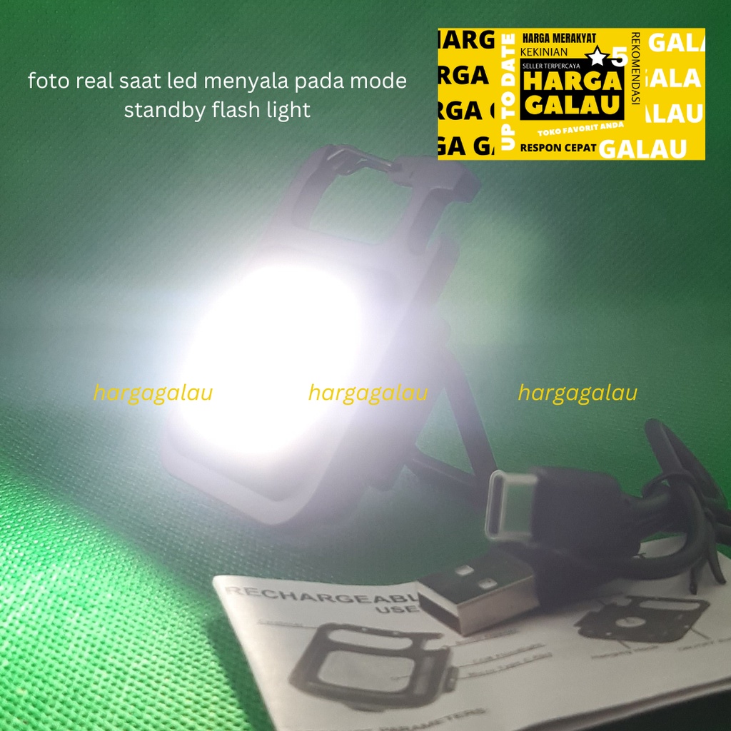 LED COB Serbaguna Gantungan kunci lampu camping dengan magnet rechargeable key chain emergrncy Flash light typeC plug