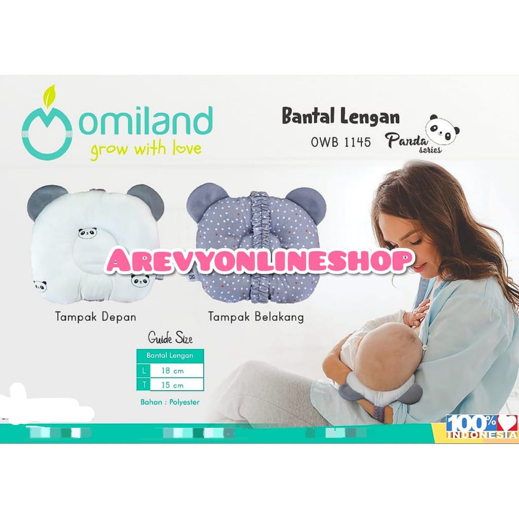 Omiland Bantal Lengan Peang Panda / Rainbow Biru Abu / Perlengkapan Tidur Bayi | Perlengkapan Bayi Newborn