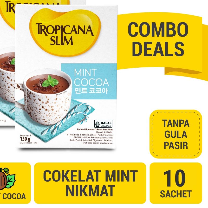 

12.12 Brand Twin Pack - Tropicana Slim Mint Cocoa 10 Sachet - Minuman Cokelat Mint Nikmat Tanpa Gula Pasir gas !!