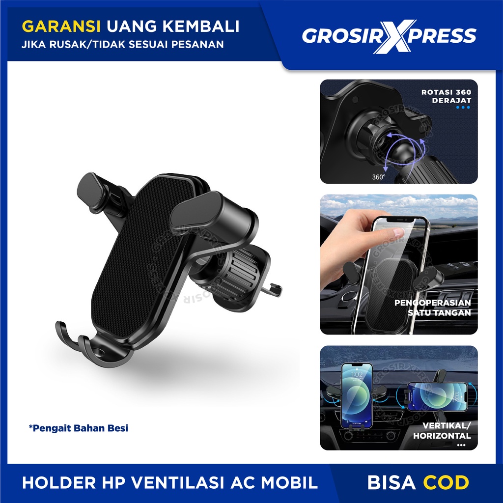 Holder Hp AC Mobil Stand Penjepit Handphone Mini Car Air Vent Penyangga Ponsel Di Ventilasi Phone Holder Tempat Dudukan Hape Flexibel Putar NB62 | GROSIRXPRESS