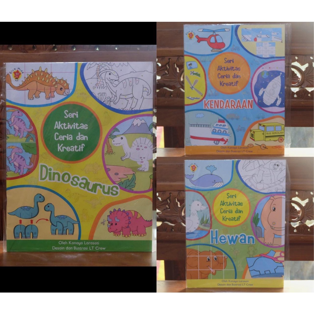 AERI AKTIVITAS CERIA DAN KREATIF DINOSAURUS - Buku Aktivitas Anak Menyusun Potongan Gambar, Menggamb