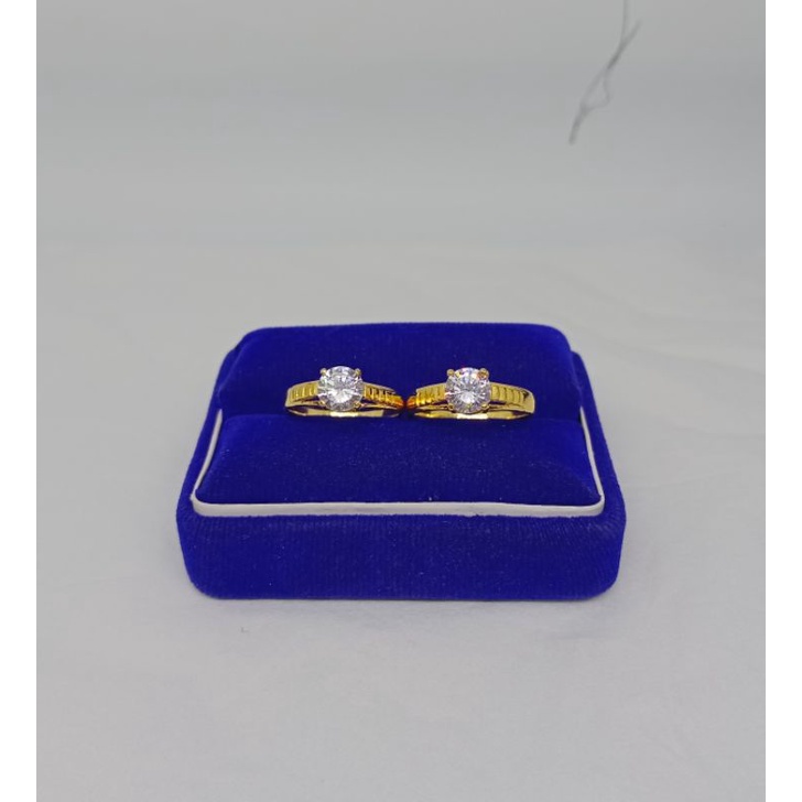 cincin solitaire mata putih/perak asli silver 925 lapis emas/perhiasan fashion wanita terbaru