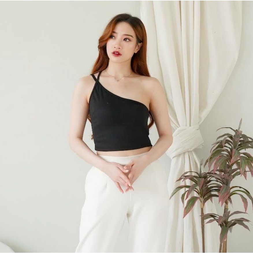 CAVALU Korean One Shoulder Tank Top Rajut Knit Crop Top 180