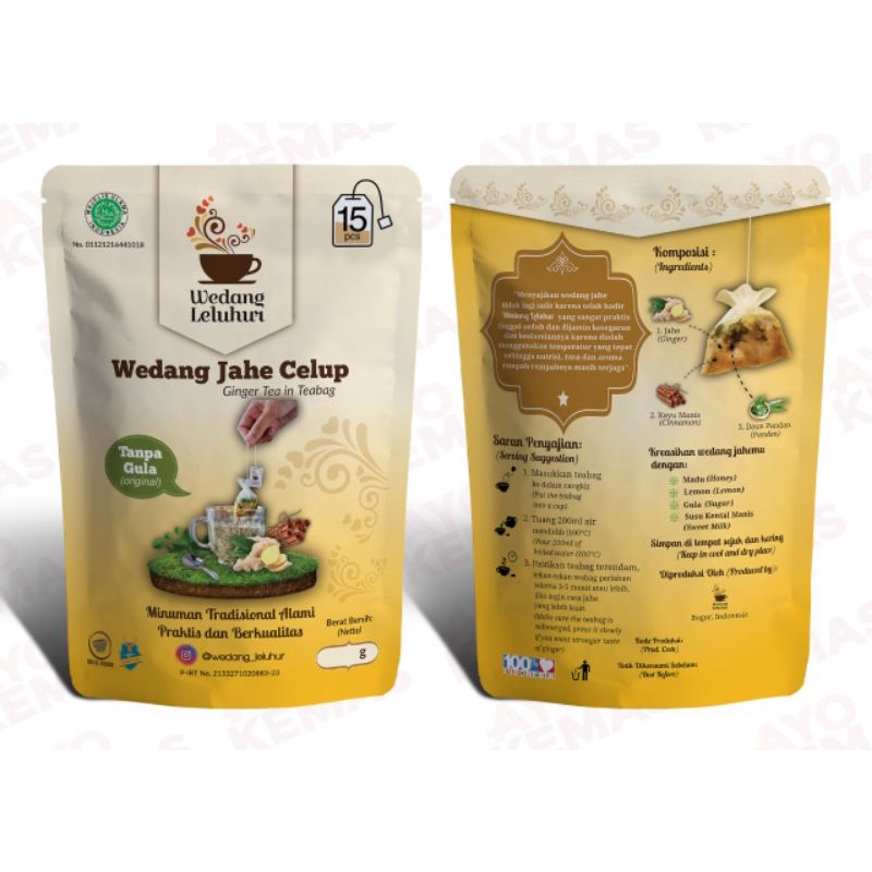

Wedang Jahe tanpa gula, isi 15 tea bag